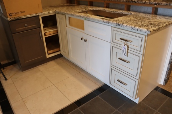 54" x 90" L shaped  kitchen display with granite top