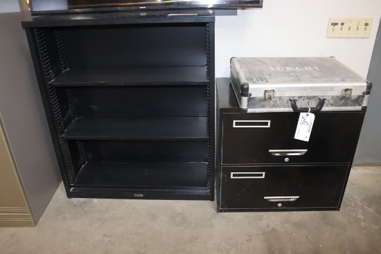 36" Metal book case & 2 drawer lateral filing cabinet