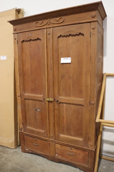 48" Oak 2 door wardrobe cabinet - back partially cut out