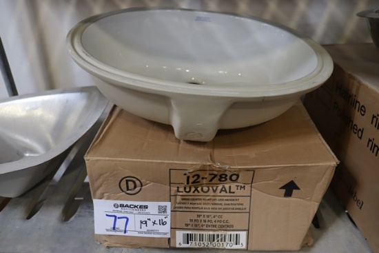 New Gerber Luxoval 16" x 19" porcelain sink
