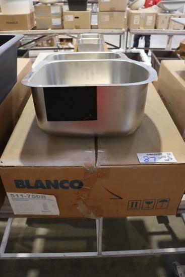 New Blanco 511-750R stainless 20 7/8" x 32.5" under mount reverse bowl sink