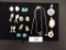 Group of One Necklace, 3 Pendants, & 7 Pair of Clip on Earrings - All .925