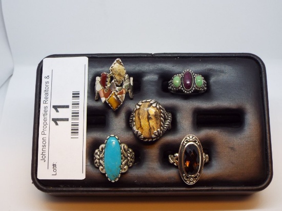 Group of Five Rings All Size 7 All .925 Silver