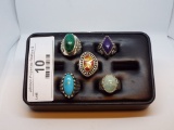Group of Five Rings All Size 7 All .925 Silver