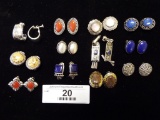 12 Pairs of Clip on Earrings 9 pairs are .925 or sterling Silver 3 are not