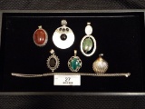 Group of Six Pendants and 1 Necklace All .925 Silver
