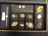 Misc Group of jewelry, Watch, Brooch, Necklace, Pendant, & Earrings