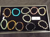 11 pc Bracelets - Various Colored Stones