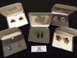 Group Of Five Nolan Miller Clip On Earrings All in Original Box