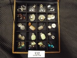 Group with 15 Pairs of Clip On Earrings With Jewelry Case Box