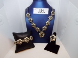 Matching .925 Silver Set -Necklace, Bracelet, & Ring SZ - 7