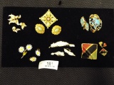 Group of Six Matching Brooch and Clip On Earrings