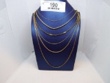 Group of Six Gold Tone Chains Various Lengths