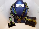Group with Necklace, Bracelet, SZ 7 Ring (.925) and clip on Earrings