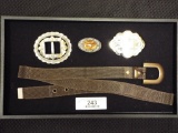 Group of Three Belt Buckles and Metal Mesh Belt Buckle on far right is .925