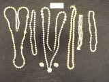 Group of Five Faux Pearl Necklaces, 1 Bracelet & one Pair of Clip on Earrings