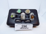 Group of Seven Rings - .925 Silver, SZ 6