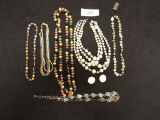 Group of Six Necklaces & Pair of Clip on Earrings