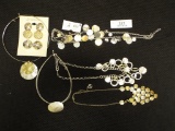 Group of Three Necklaces, 2 Chokers and 3 pr of Clip on Earrings