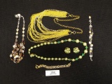 Group with Three Necklace, 2 Bracelets and Pair of Clip on Earrings