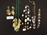 Group of Three Necklace, one Bracelet, & 1 Pair Clip on Earrings