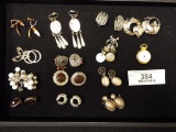 Group of Thirteen Pairs of Clip On Earrings and 1 Watch face