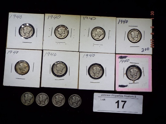 Group of 12 Mercury Dimes