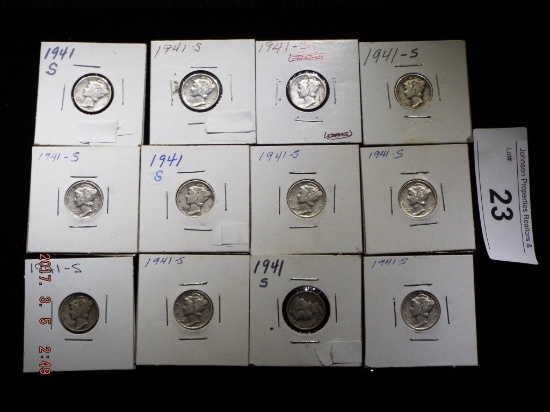 Group of 12 Mercury Dimes