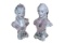 Pair of porcelain busts with Dresden lace