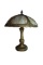 Slag glass and brass shade lamp with brass base