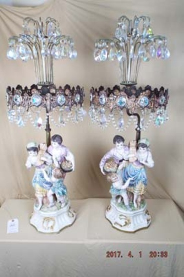 Pair of porcelain figural lamps