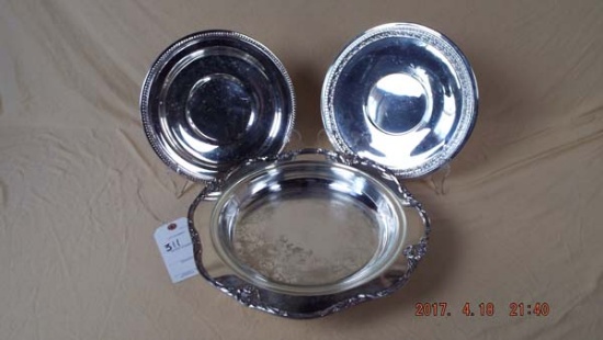 Group of three silver plate -
