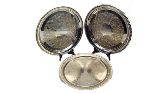 Group with 3 silver plate - 12" round platters