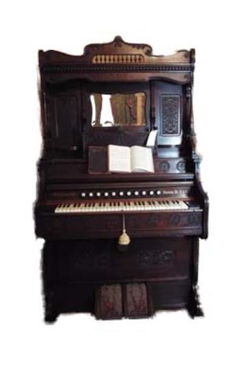 Restored Victorian walnut pump organ circa 1870