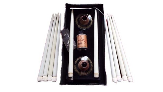 Lumin butane gas tapered dinner candles and base