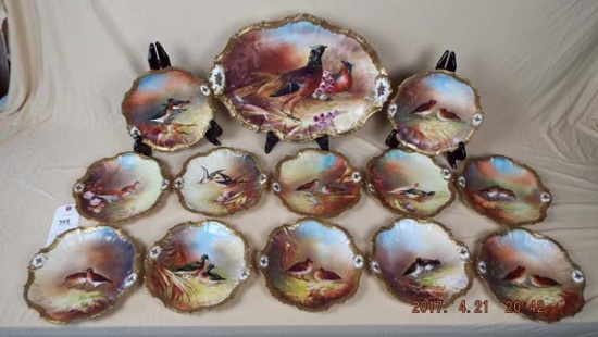 LRL Limoges ornithology plate and platter set