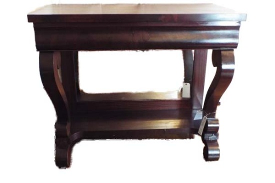 Pair of mahogany empire petticoat tables