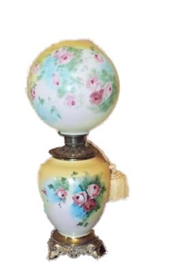 Orig. Victorian "Gone With the Wind" parlor lamp