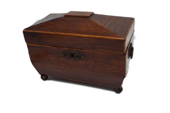 19th century small mahogany tea caddy