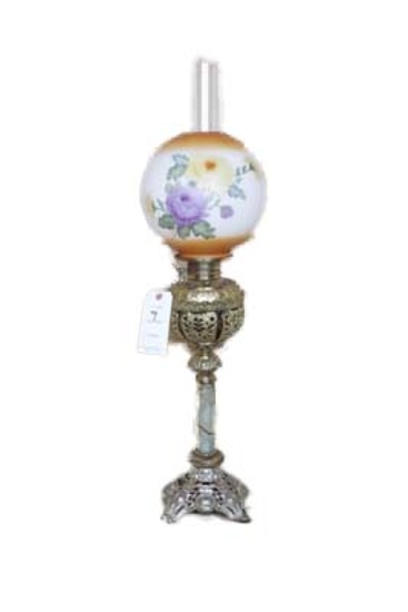 Victorian brass based banquet lamp