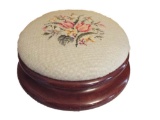 Round needlepoint foot rest