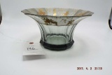 Glass bowl with gilded Greco-Roman lip design