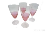 Set of 4 crackle glass goblets