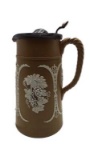 Wedgewood style syrup pitcher with metal lid