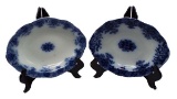 Group of 2 flow blue deep dish serving plates