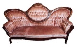 Victorian center medallion rose carved settee