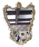 Gold gilded shield mirror (approx. 48