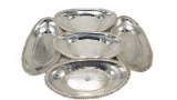 Group of five silver plate bread trays