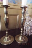Pair of early brass candlesticks