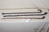 3 vintage wooden canes